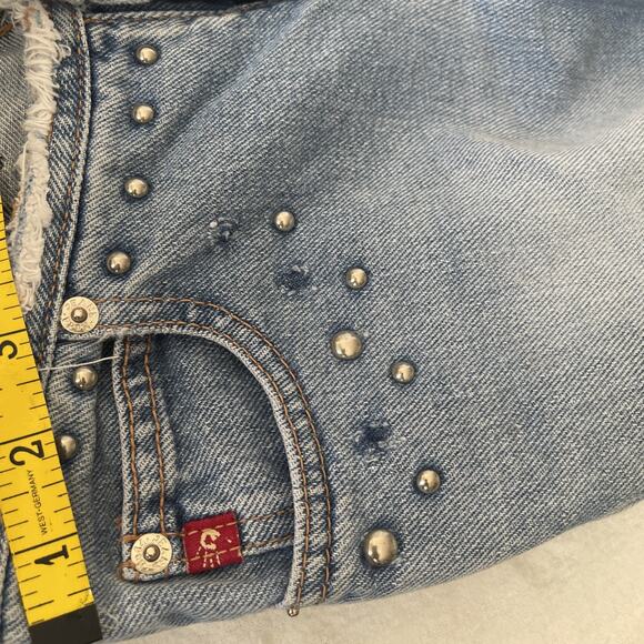 Vintage Mudd Clothing Women's Flare Blue Jeans size 1- Sm Stain, Missing Deco. - Picture 13 of 14